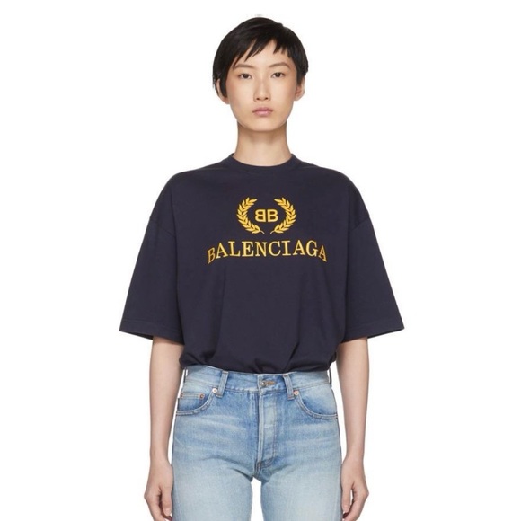 Balenciaga Black and Gold Logo T-Shirt - Picture 6 of 12